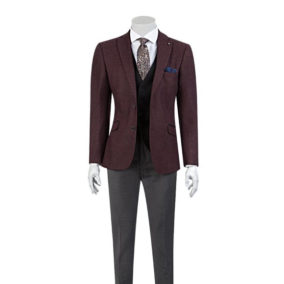 Unique TWEEN Burgundy Mix and Match Suit - Picture 1 of 5